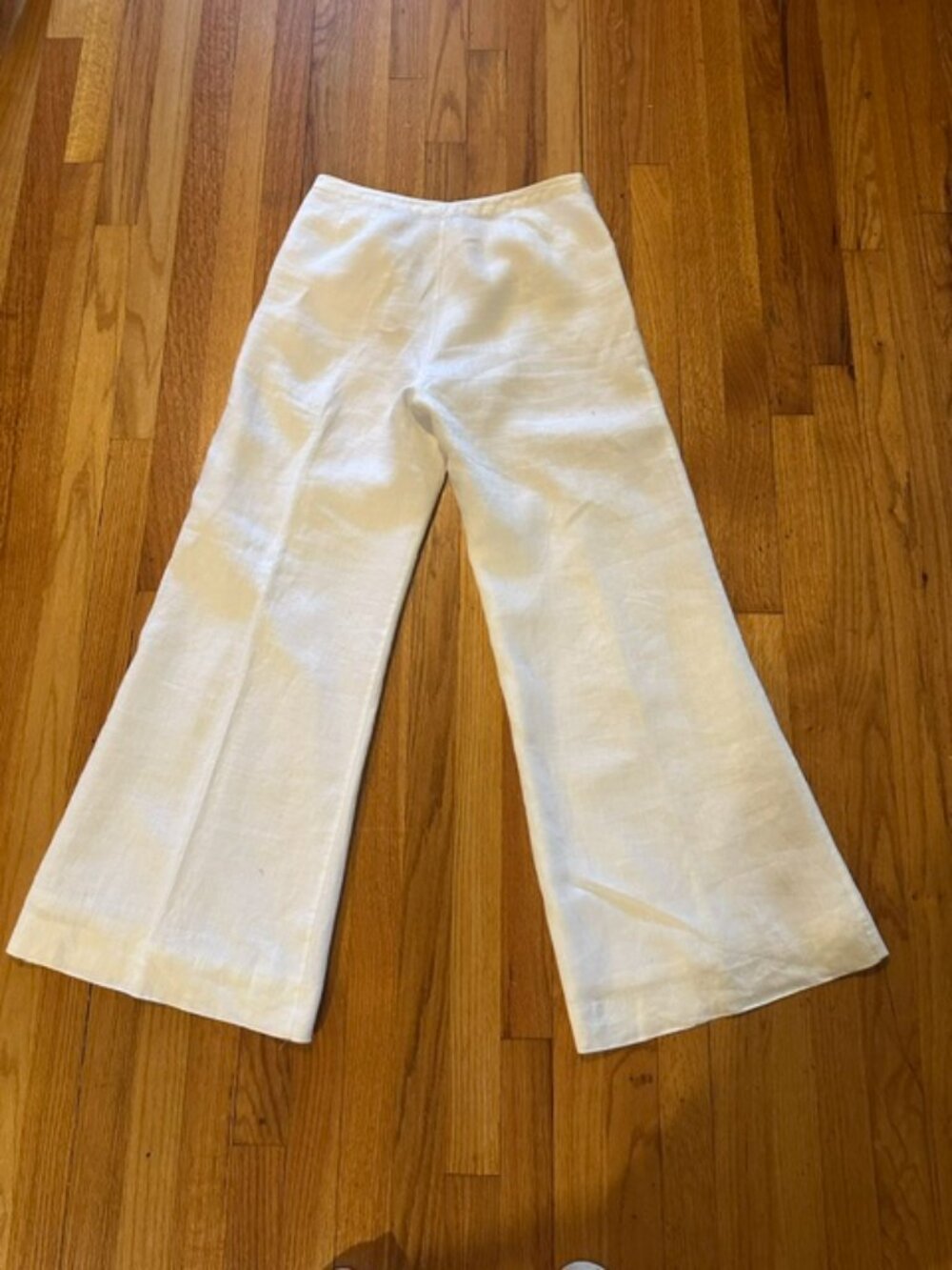 Very Wide Long White Linen Fully Lined Pants Size 8 - Picture 2 of 3